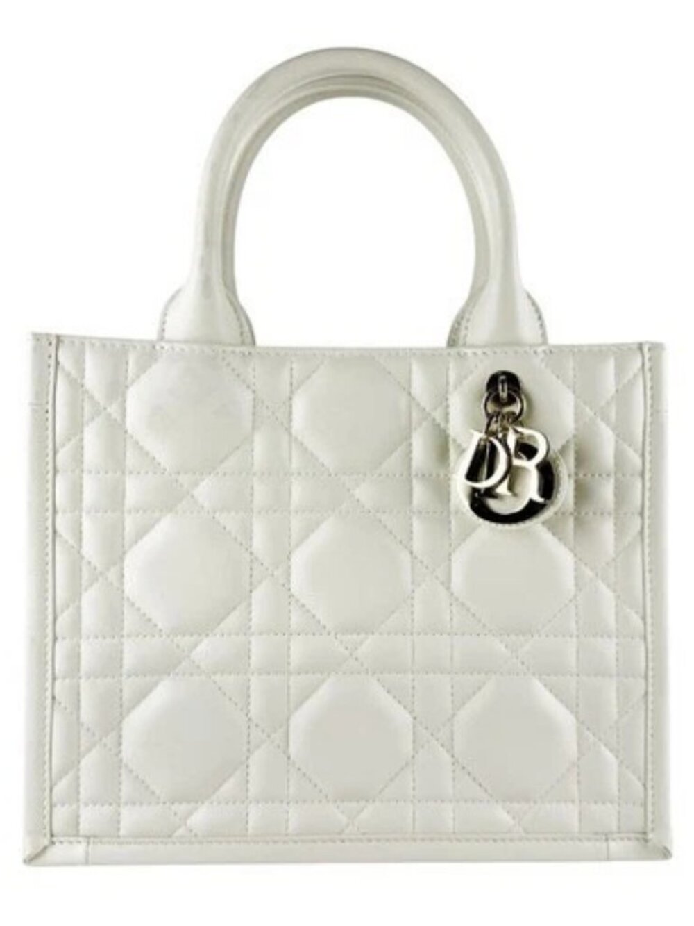 Auth Christian Dior Dior Book Tote Bag Small Handbag Shoulder Bag White - z10294